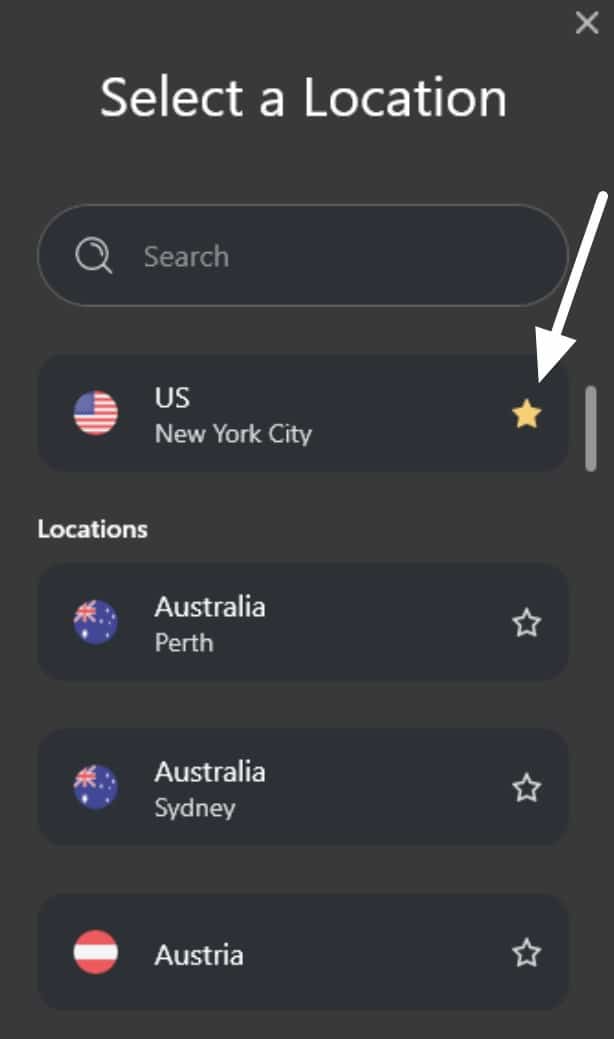 total vpn favorite servers