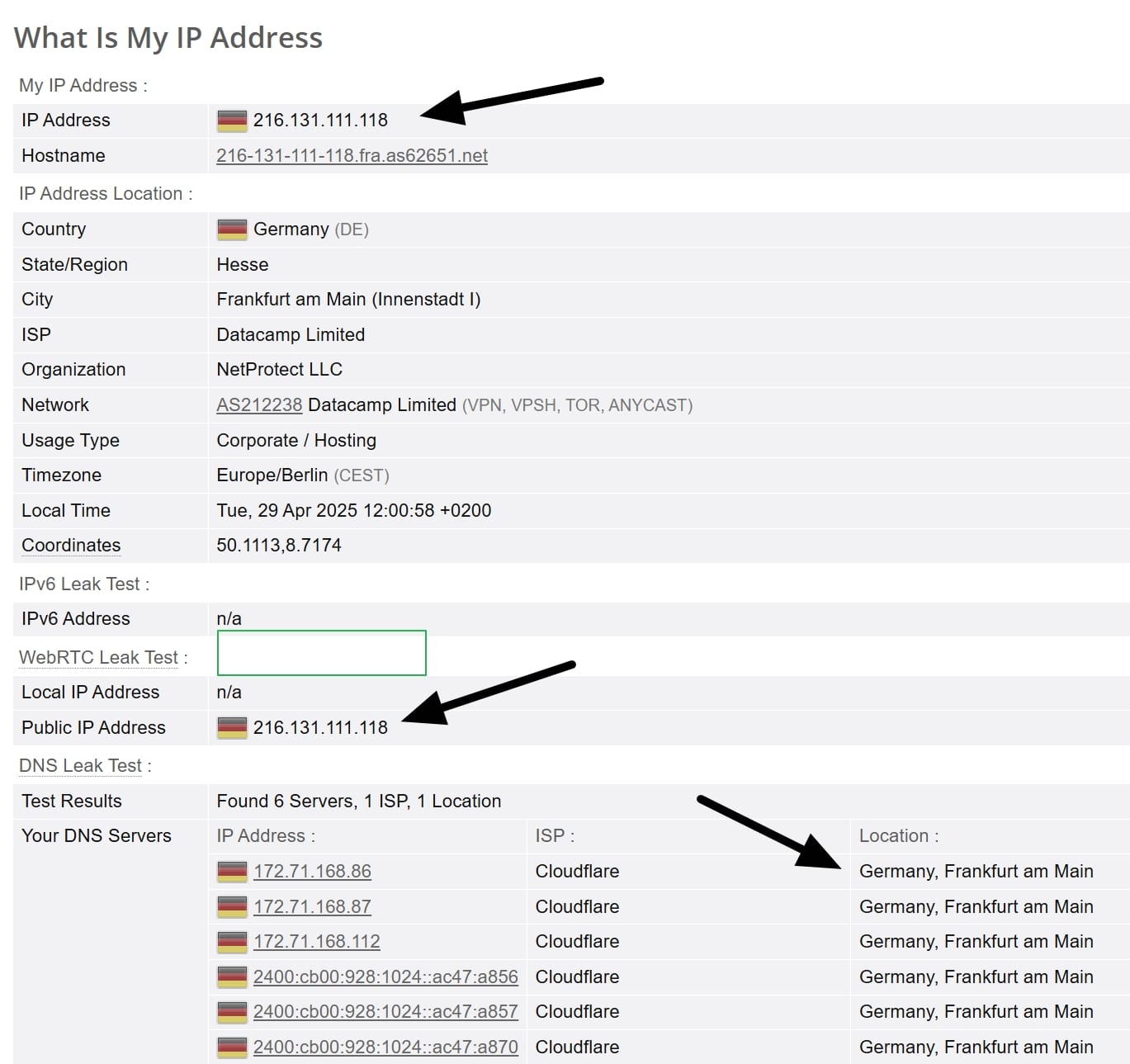 strong vpn leak test