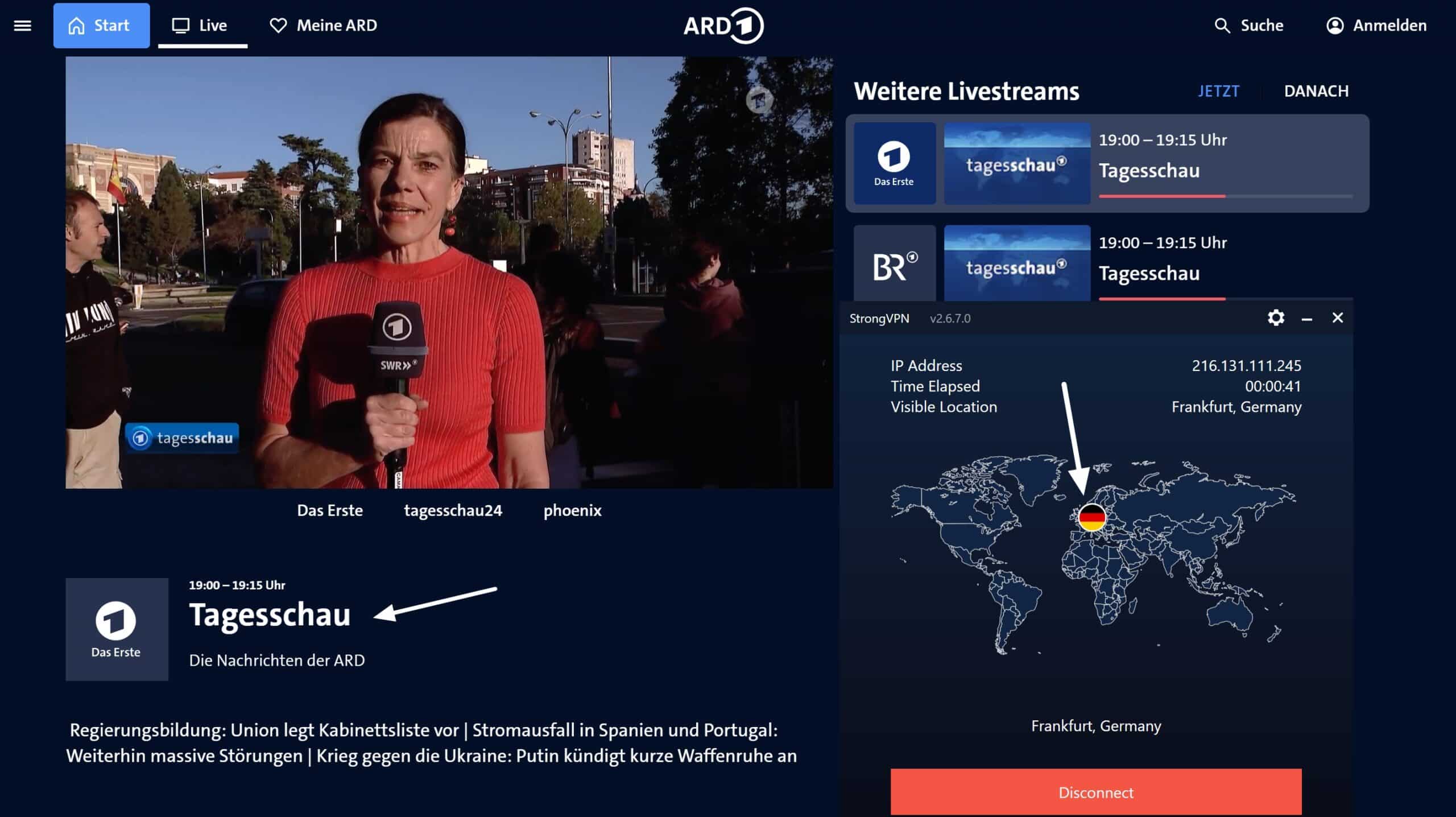 watching ard mediathek with strongvpn