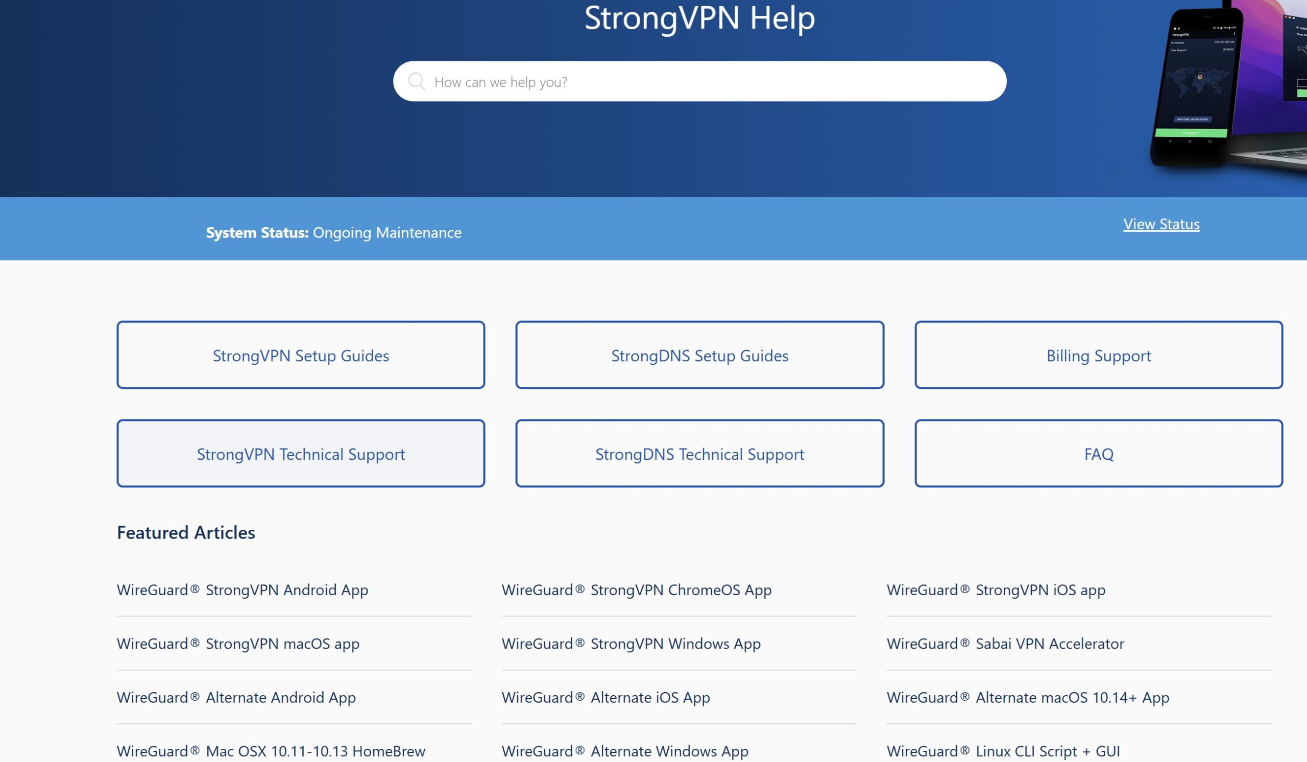 strongvpn help center