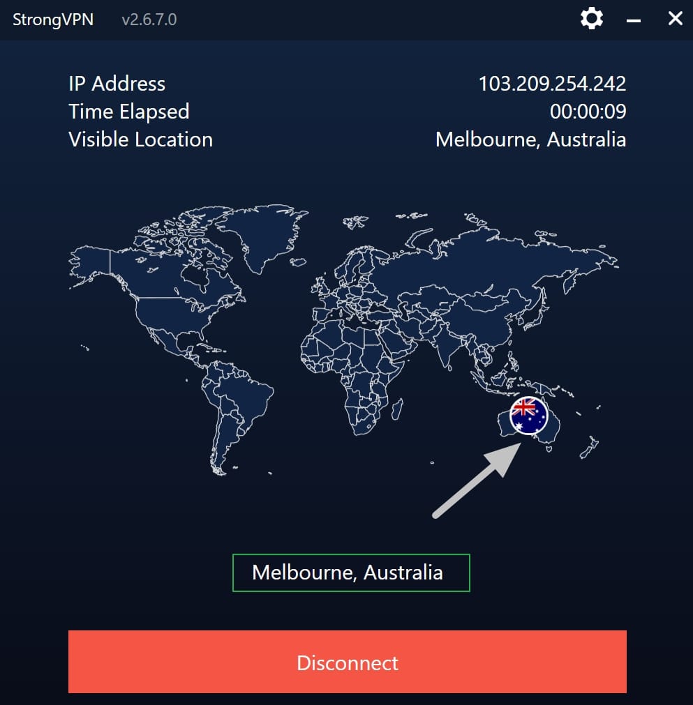 strongvpn windows map interface