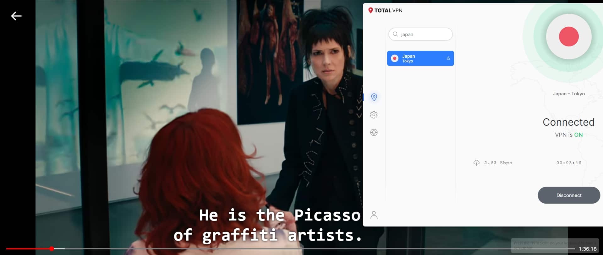 Streaming Netflix using Total VPN.
