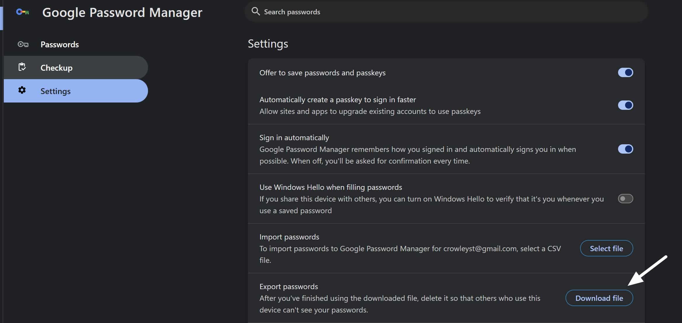 export passwords from chrome