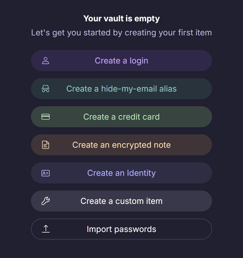 proton pass vault options