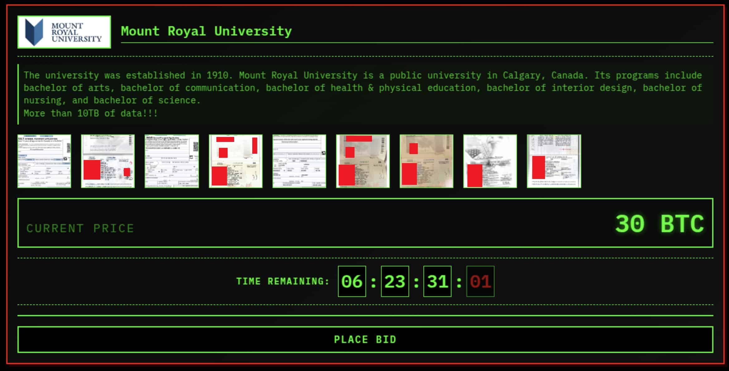 CMD Organization lists Mount Royal University on its data leak site.